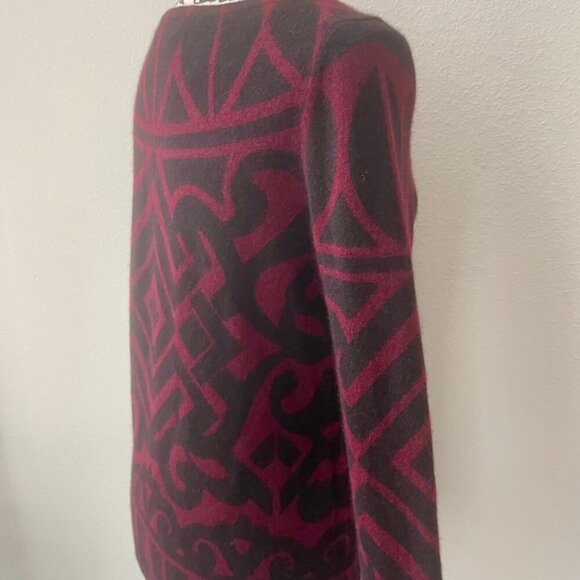 SOPHISTICATED CASHEMERE PULLOVER KNITTED SWEATER SYMETRIC GEOMETRIC PATTERN SZ S - Picture 10 of 16